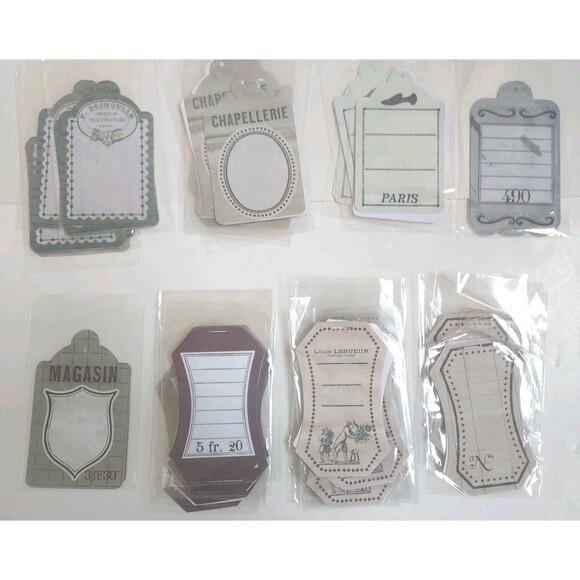 Lot Of 114 Assorted French Themed Antique Look Scrapbooking Gift Tags2"x4"